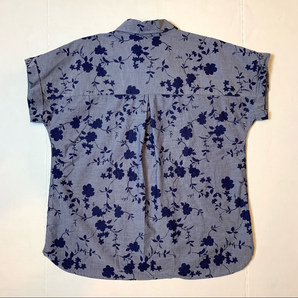 Como Vintage Chambray Floral Work Shirt L - Picture 5 of 9